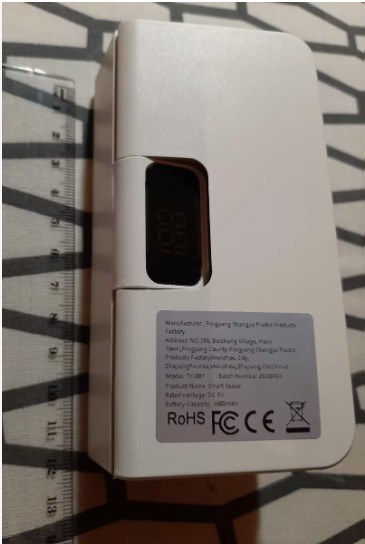 Sealvero bag sealer measured against a ruler for size